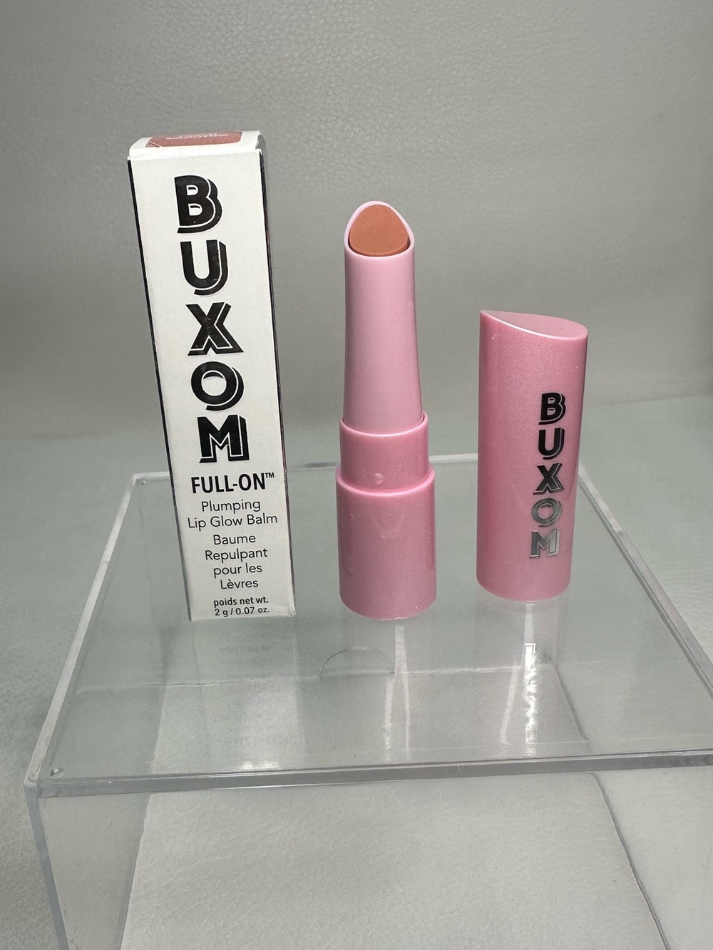 Buxom Full-On Plumping Lip Glow Balm — Pink Tube with Nude-Pink Shade